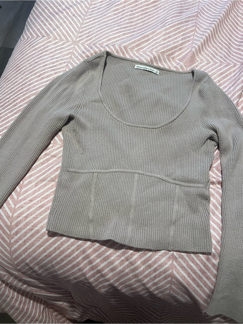Abercrombie & Fitch Taupe Ribbed Scoop-Neck Women's Sweater